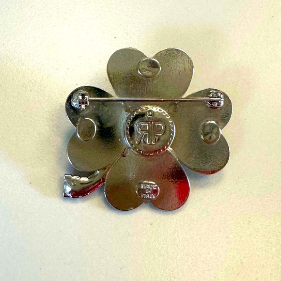 Rebekah Price Lucky Clover Silver and Multicolour Swarovski Crystal Brooch - Picture 13 of 13